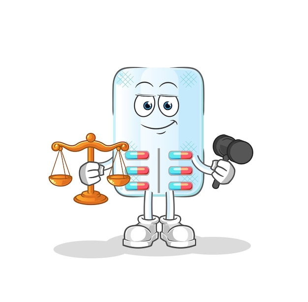 Vector de mascota de dibujos animados de dibujos animados de abogado de medicina