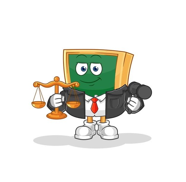 Vector de mascota de dibujos animados de dibujos animados de abogado de pizarra