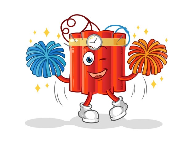 Vector de mascota de dibujos animados de dibujos animados de animadora de dinamita