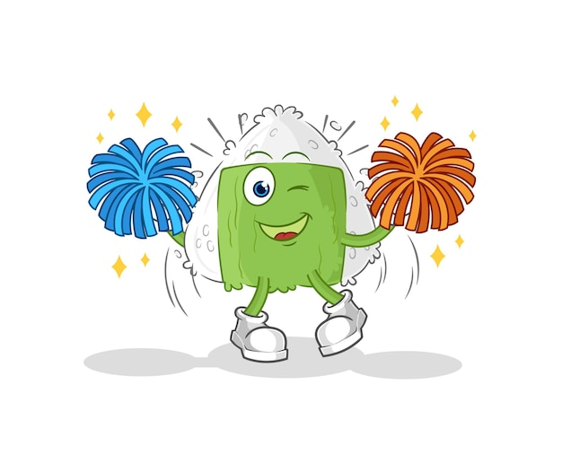 Vector de mascota de dibujos animados de dibujos animados de animadora onigiri