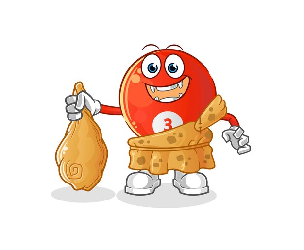 Vector de mascota de dibujos animados de dibujos animados antiguos de bola de billar roja