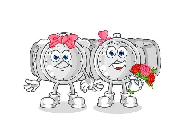 Vector de mascota de dibujos animados de dibujos animados de boda de reloj de pulsera