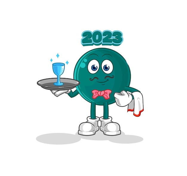 vector de mascota de dibujos animados de dibujos animados de camarero 2023