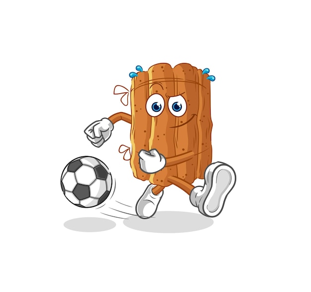 vector de mascota de dibujos animados de dibujos animados de canela pateando la pelota