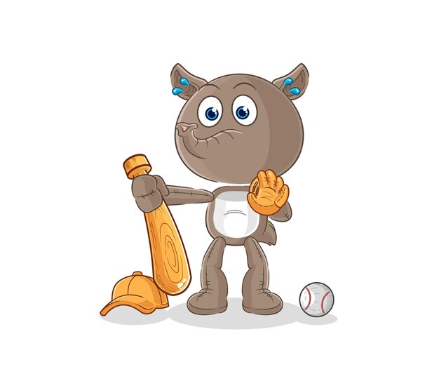 Vector de mascota de dibujos animados de dibujos animados de catcher de béisbol de tapir