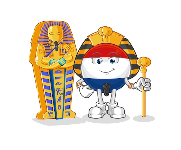 Vector vector de mascota de dibujos animados de dibujos animados de egipto antiguo de países bajos