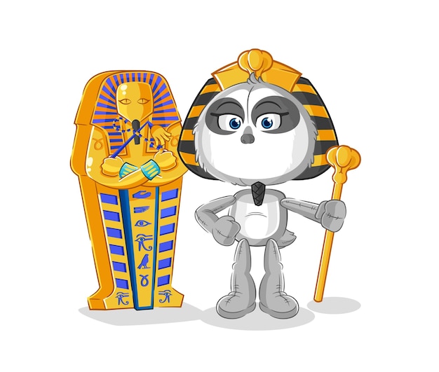 Vector de mascota de dibujos animados de dibujos animados de egipto antiguo perezoso