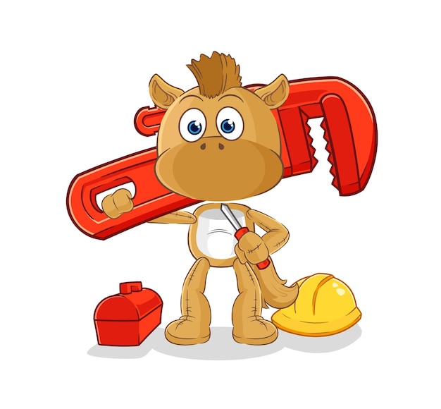 vector de mascota de dibujos animados de dibujos animados de fontanero de caballo