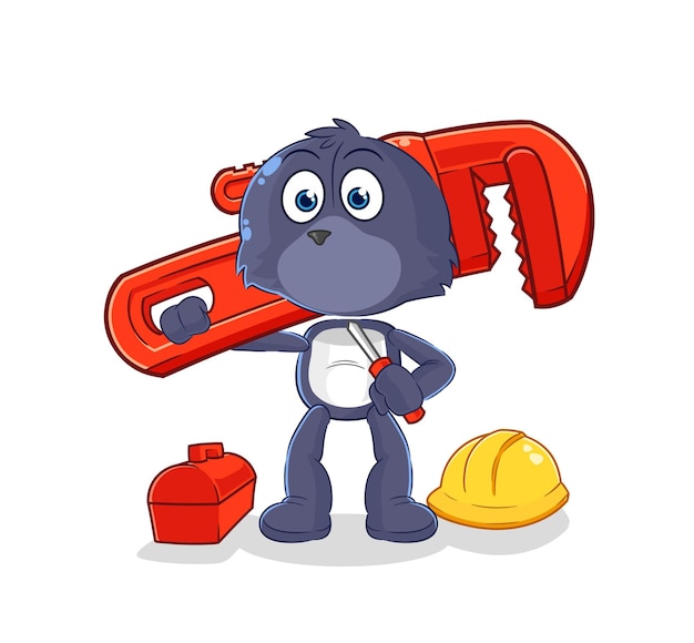 Vector de mascota de dibujos animados de dibujos animados de fontanero de sello