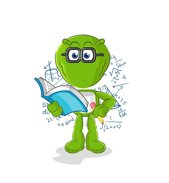 Vector de mascota de dibujos animados de dibujos animados friki alienígena