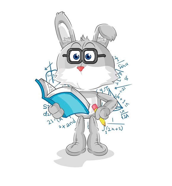 Vector de mascota de dibujos animados de dibujos animados de friki de conejo