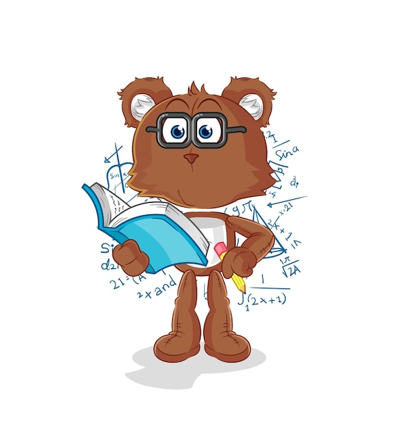 Vector de mascota de dibujos animados de dibujos animados friki del oso