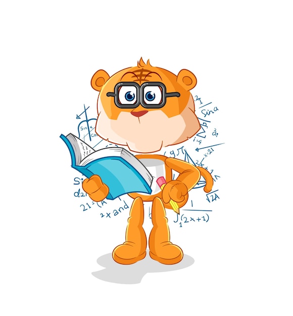 Vector de mascota de dibujos animados de dibujos animados de friki de tigre