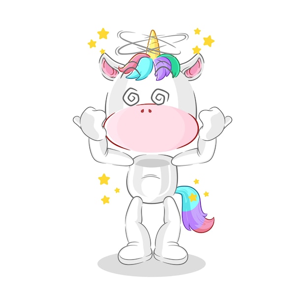 Vector de mascota de dibujos animados de dibujos animados friki unicornio