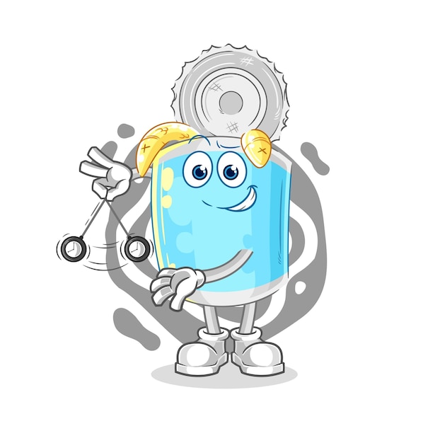 Vector de mascota de dibujos animados de dibujos animados hipnotizante de pescado enlatado