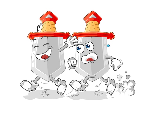 Vector de mascota de dibujos animados de dibujos animados de juego de espada