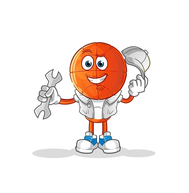 vector de mascota de dibujos animados de dibujos animados mecánico de dibujos animados de cabeza de baloncesto