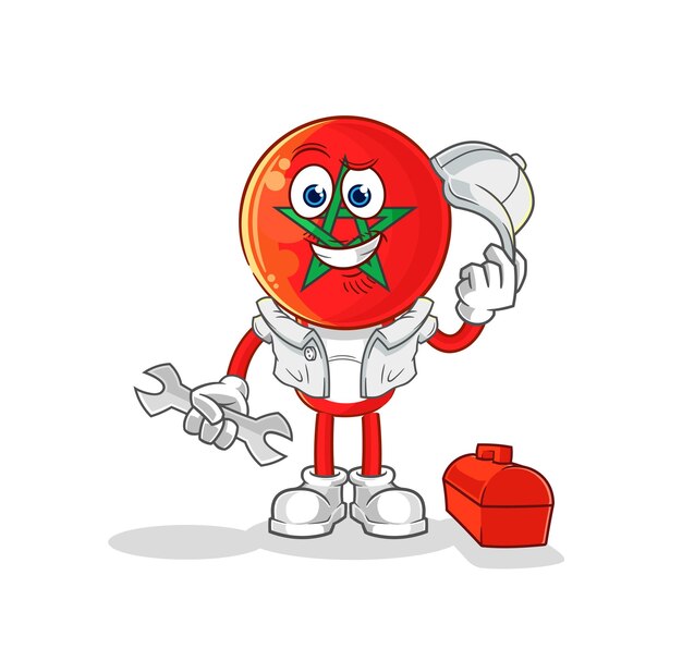 vector de mascota de dibujos animados de dibujos animados mecánico de marruecos