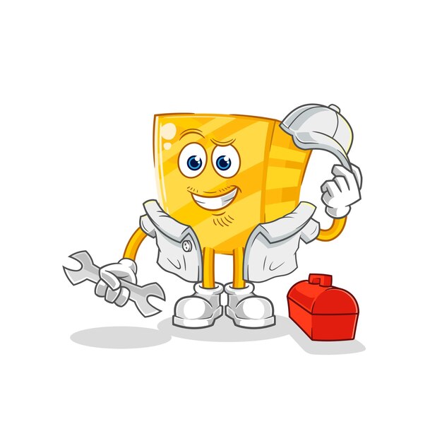 Vector de mascota de dibujos animados de dibujos animados mecánico de oro