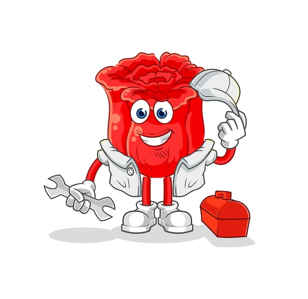 Vector de mascota de dibujos animados de dibujos animados mecánico rosa