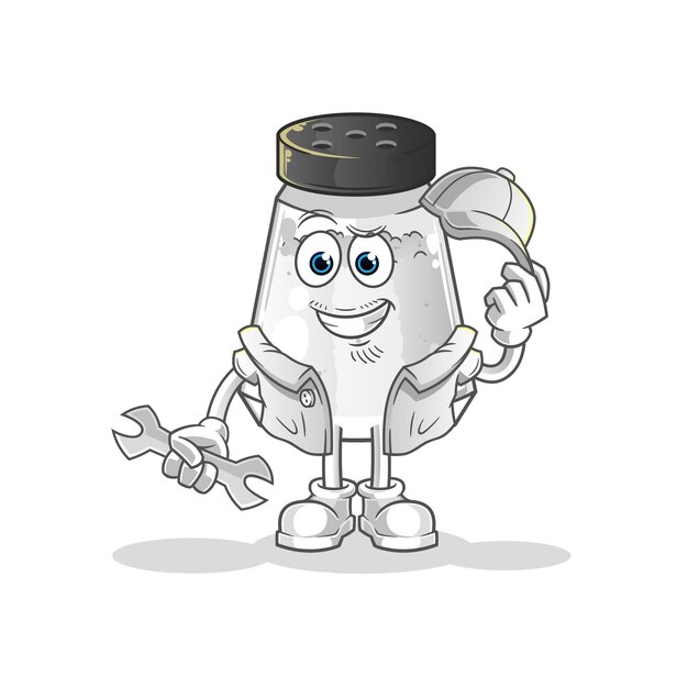 Vector de mascota de dibujos animados de dibujos animados mecánico salero