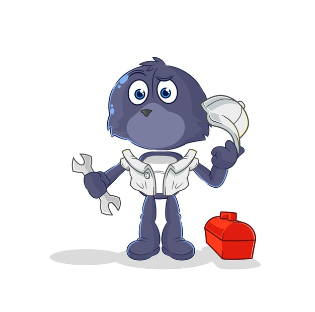 Vector de mascota de dibujos animados de dibujos animados mecánico de sello