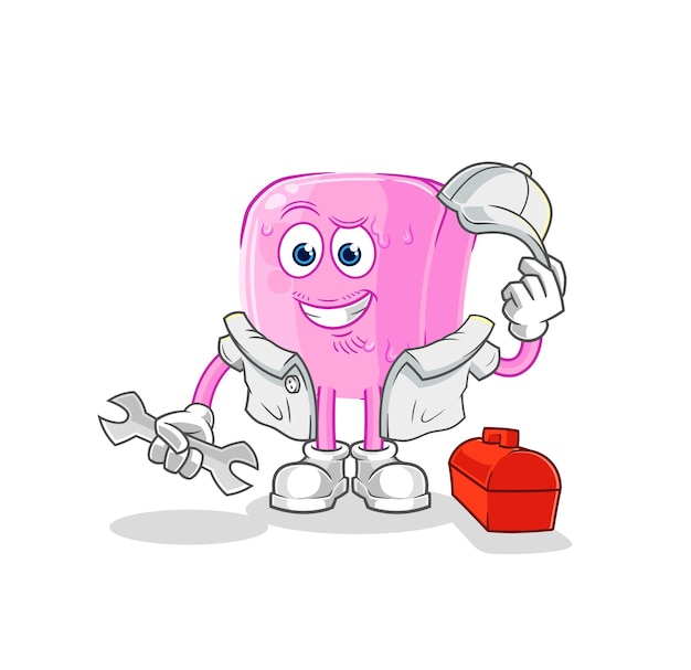 Vector de mascota de dibujos animados de dibujos animados mecánico de uñas