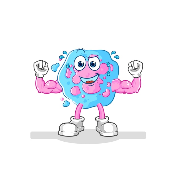 Vector de mascota de dibujos animados de dibujos animados muscular celular