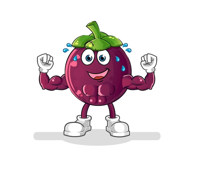 Vector de mascota de dibujos animados de dibujos animados muscular de mangostán
