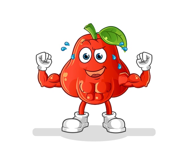 Vector de mascota de dibujos animados de dibujos animados muscular de manzana de agua