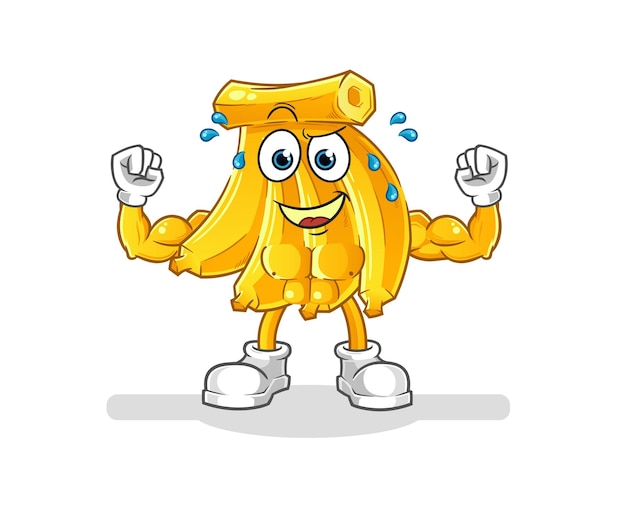 Vector de mascota de dibujos animados de dibujos animados muscular de plátano