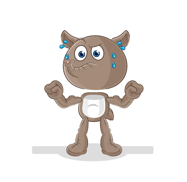 Vector de mascota de dibujos animados de dibujos animados muscular tapir