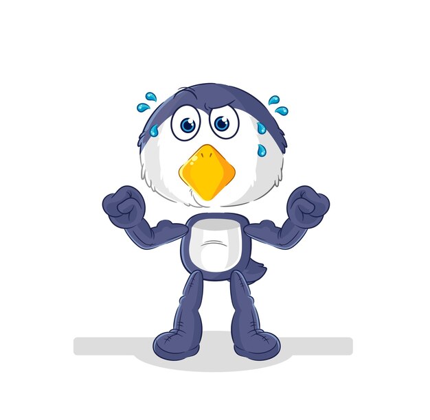 Vector de mascota de dibujos animados de dibujos animados musculoso pingüino