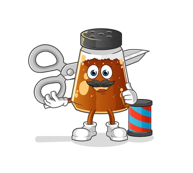 Vector de mascota de dibujos animados de dibujos animados de peluquero en polvo de pimienta