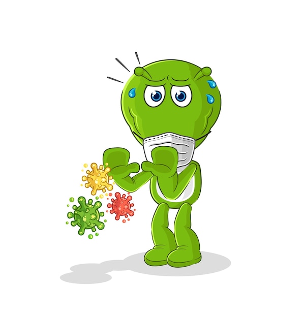 Vector de mascota de dibujos animados de dibujos animados de virus de basura alienígena