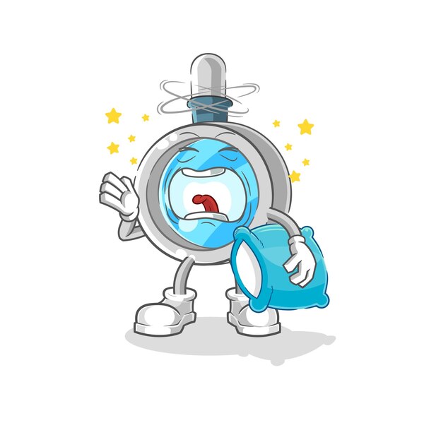 Vector de mascota de dibujos animados de lupa bostezo carácter