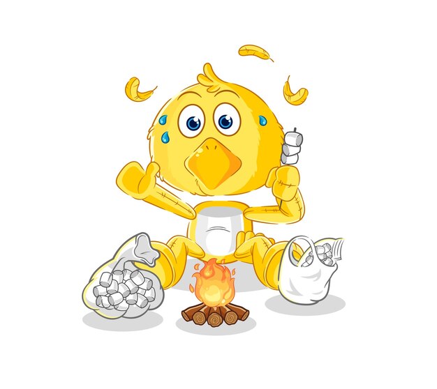 Vector de mascota de dibujos animados de malvaviscos asados de pollo