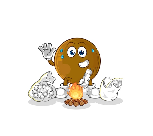 Vector de mascota de dibujos animados de malvaviscos para asar piedra de aguacate