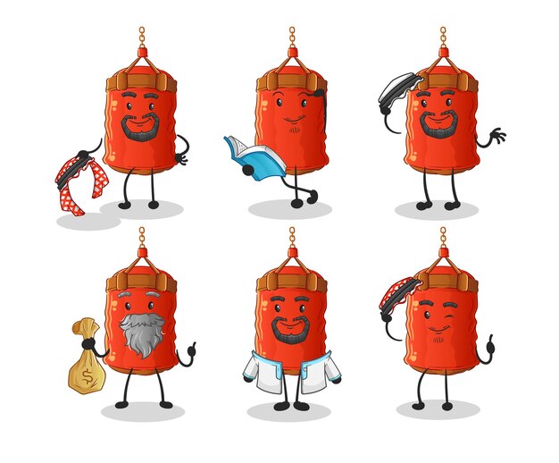 Vector de mascota de dibujos animados de personaje árabe de saco de boxeo