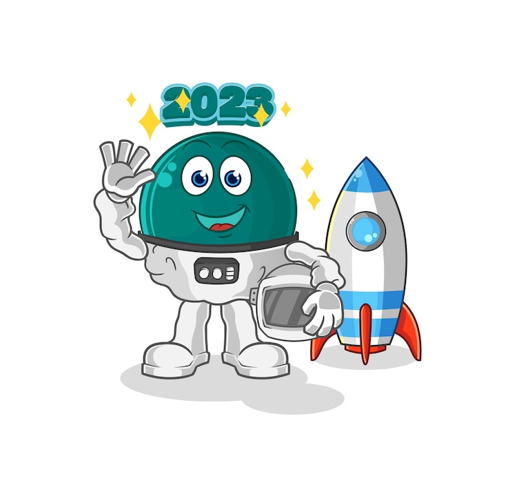 Vector vector de mascota de dibujos animados de personaje de astronauta de 2023