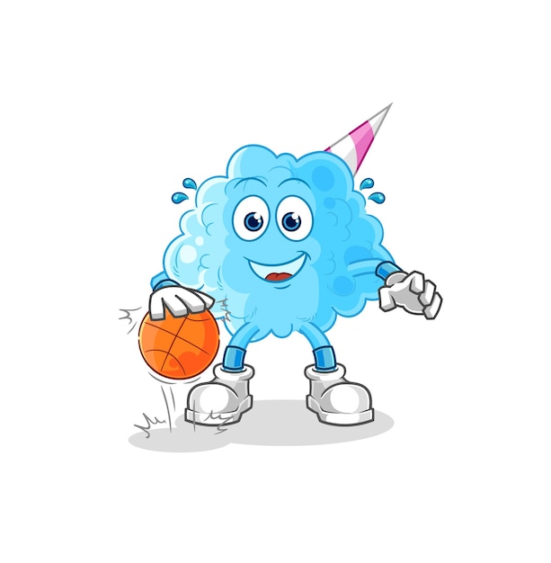 Vector de mascota de dibujos animados de personaje de baloncesto de goteo de algodón de azúcar