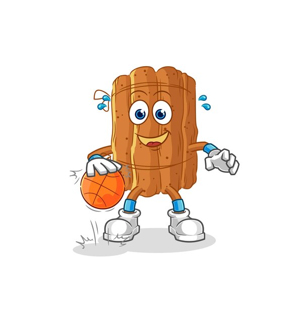 Vector de mascota de dibujos animados de personaje de baloncesto de regate de canela