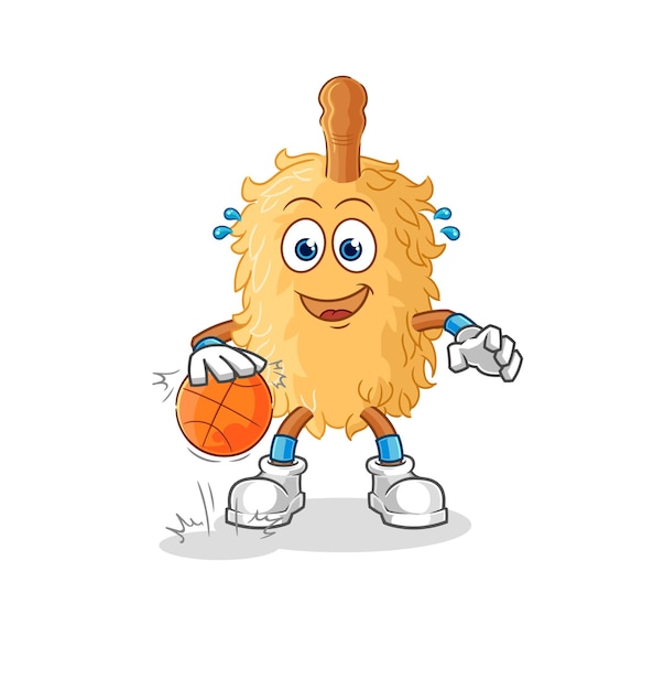 Vector de mascota de dibujos animados de personaje de baloncesto de regate de plumero
