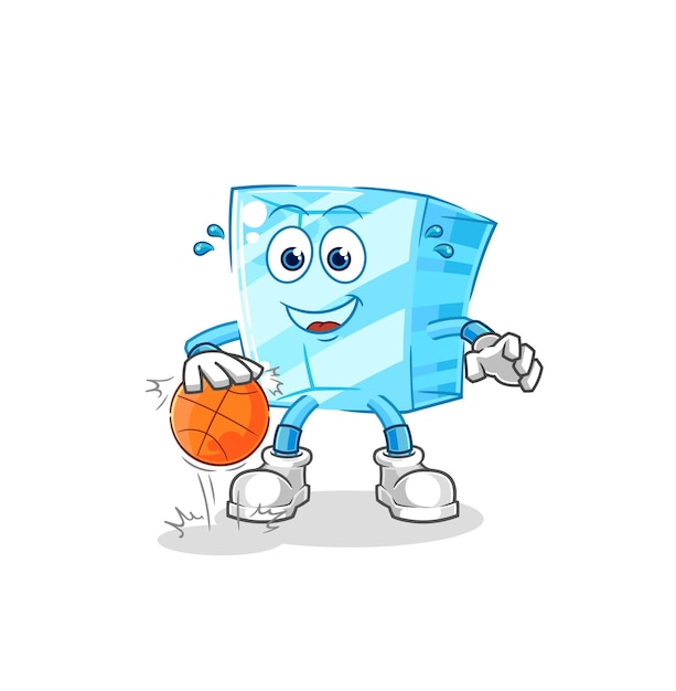 Vector de mascota de dibujos animados de personaje de baloncesto de regate de vidrio