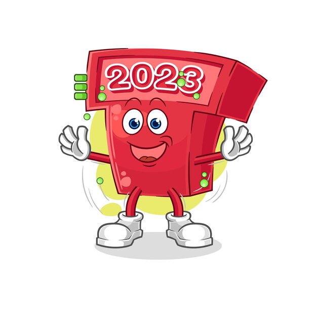 Vector de mascota de dibujos animados de personaje de batería completa de año nuevo 2023