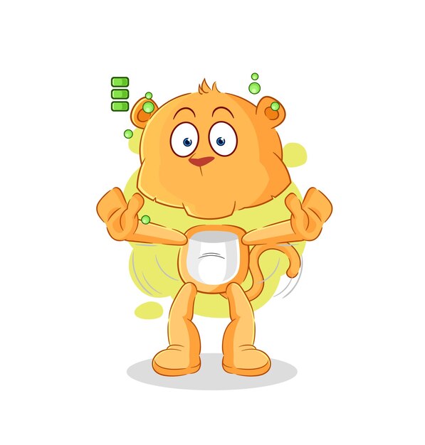 Vector de mascota de dibujos animados de personaje de batería completa de Leona