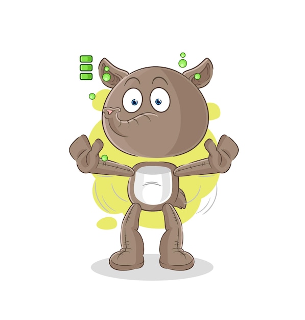 Vector vector de mascota de dibujos animados de personaje de batería completa de tapir