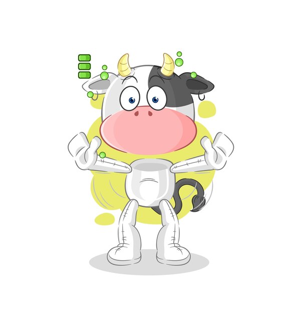 Vector de mascota de dibujos animados de personaje de batería completa de vaca