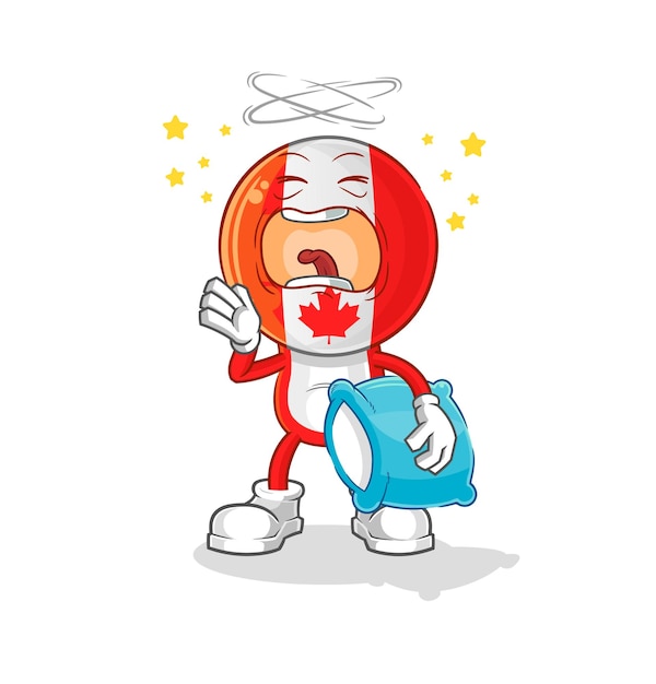 Vector de mascota de dibujos animados de personaje de bostezo de canadá