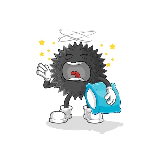 Vector de mascota de dibujos animados de personaje de bostezo de erizo de mar